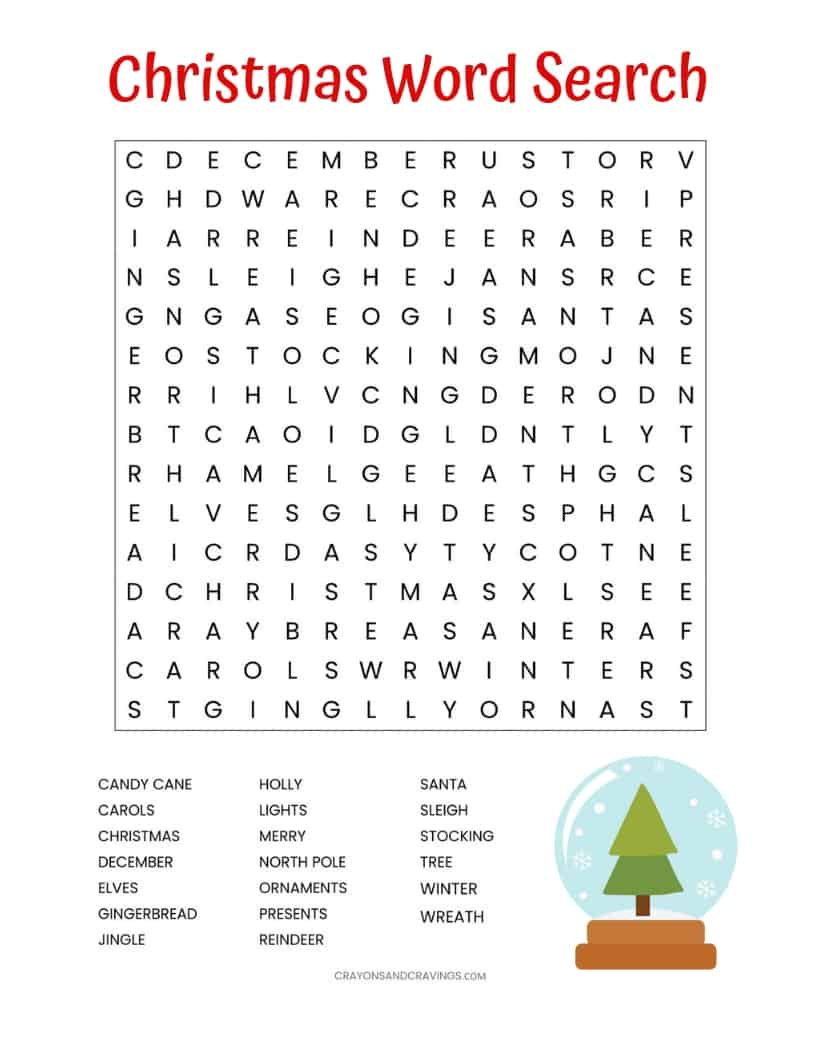 Christmas Word Search Printable (For Kids Or Adults) throughout Adult Christmas Worksheets