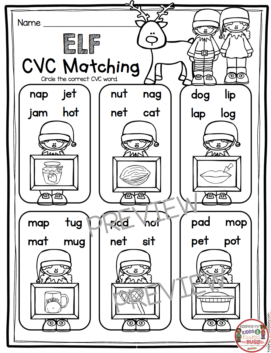 December Math And Literacy Pack - Freebies! — Keeping My Kiddo Busy in Christmas Cvc Worksheets