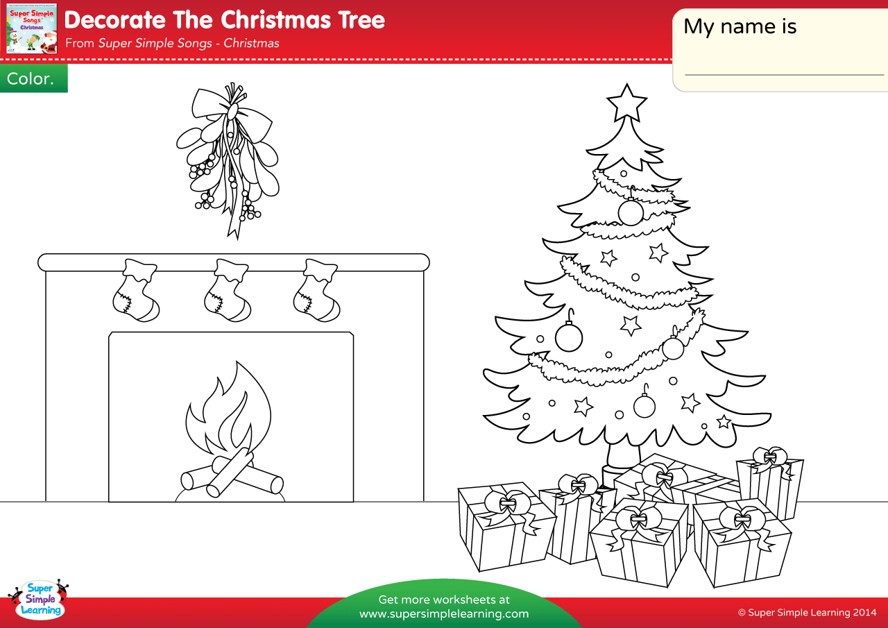 Decorate The Christmas Tree Worksheet - Color - Super Simple within Christmas Tree Color Worksheet