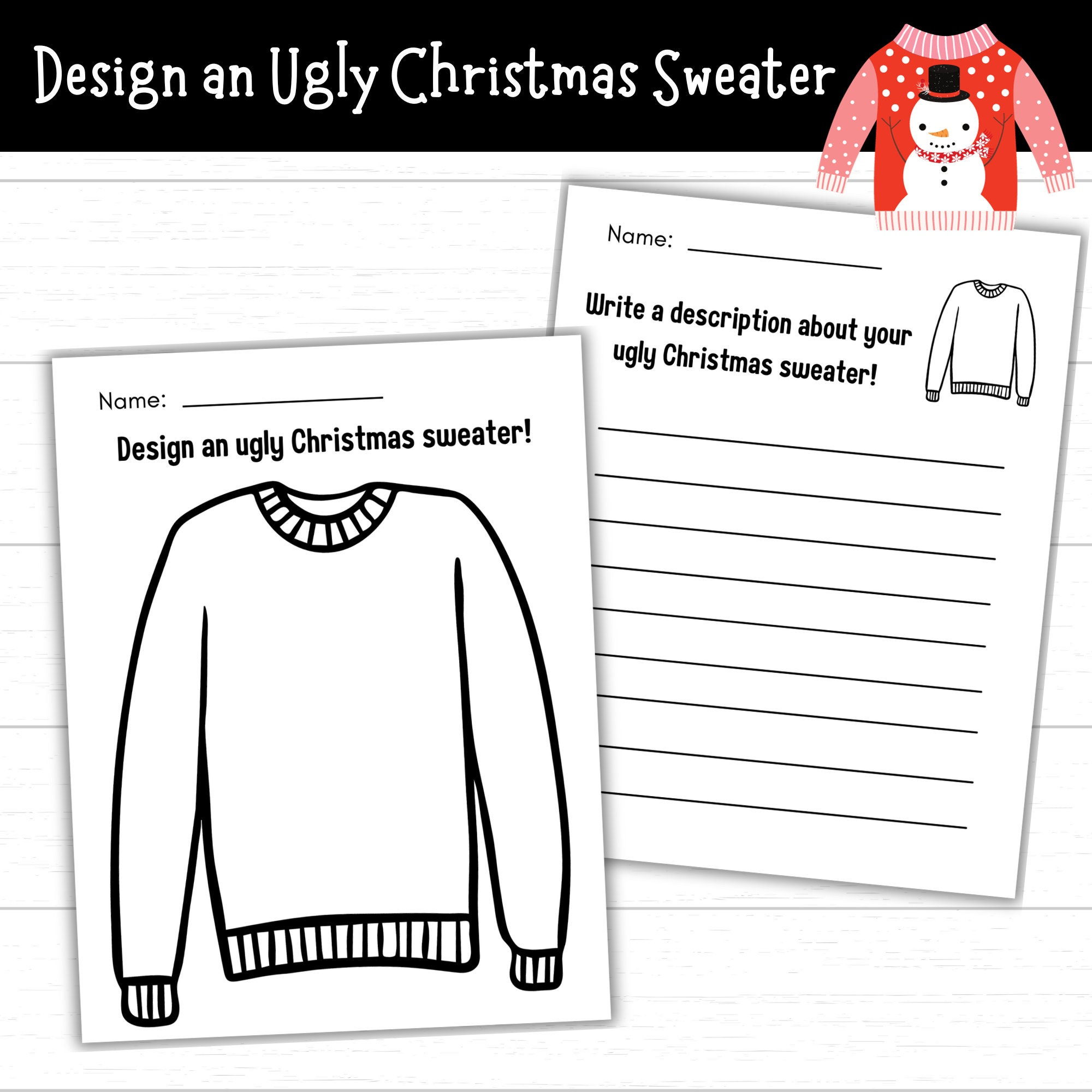 Design An Ugly Christmas Sweater Printable, Ugly Christmas Sweater pertaining to Design an Ugly Christmas Sweater Worksheet