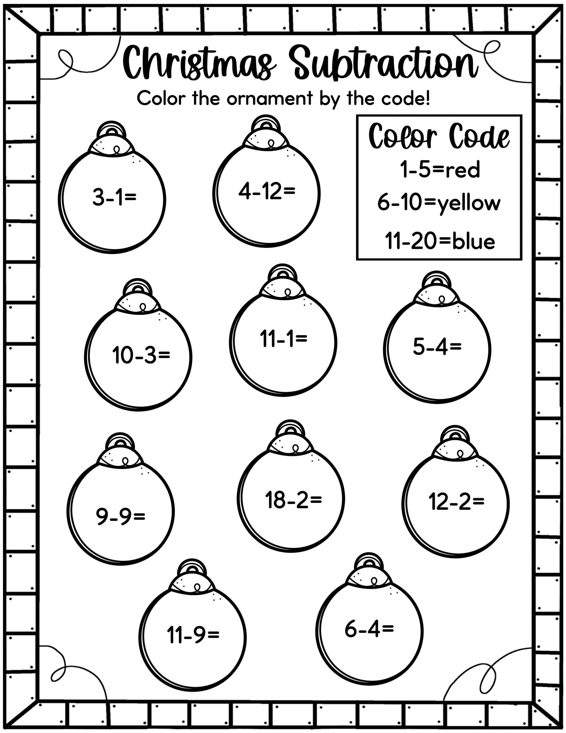 Easy Christmas Math Worksheets - Free! - Kids Activity Zone with Christmas Addition and Subtraction Worksheets