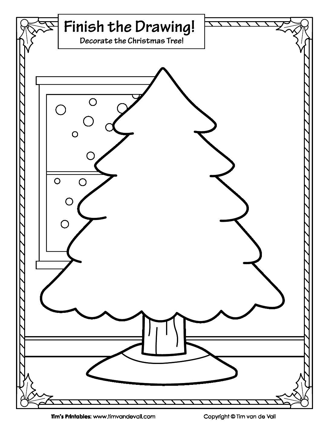 Finish The Drawing - The Christmas Tree - Tim&amp;#039;S Printables in Christmas Tree Worksheet