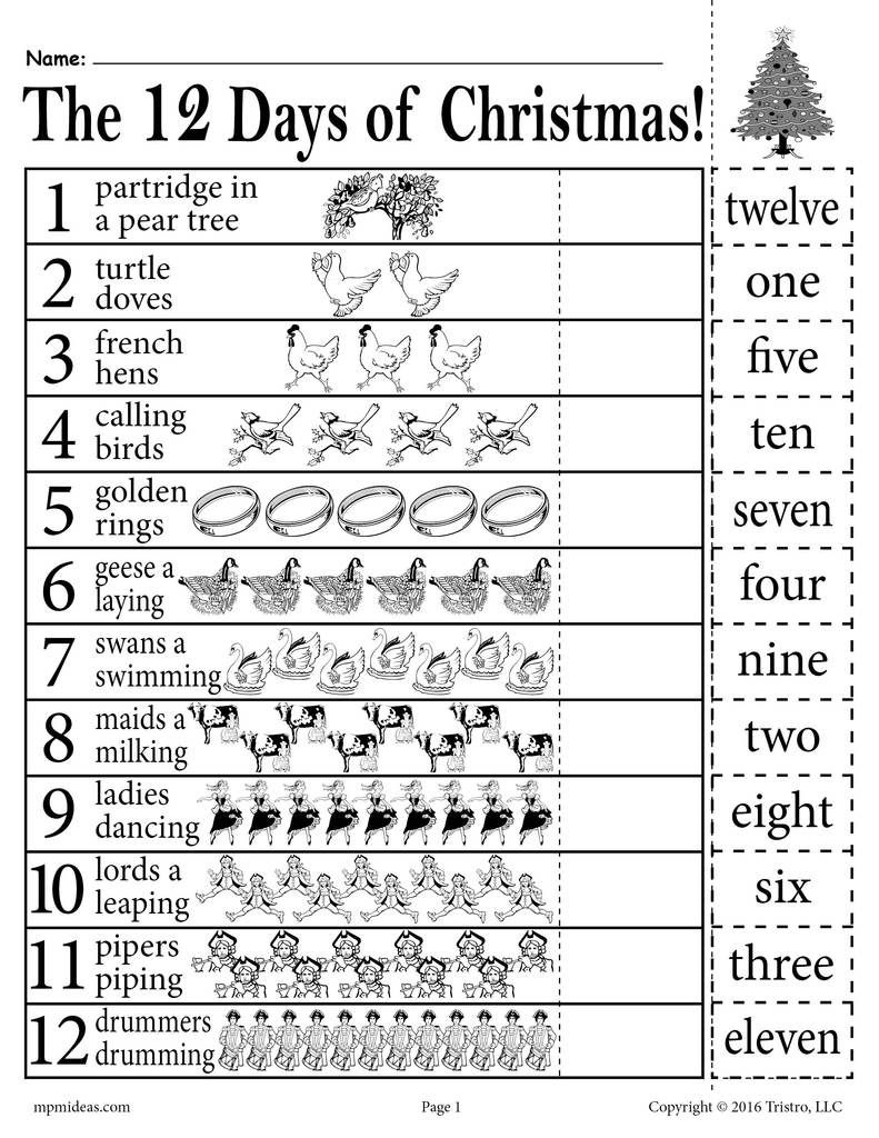 Free &quot;12 Days Of Christmas&quot; Number Recognition Worksheet! regarding 12 Days Of Christmas Math Worksheet