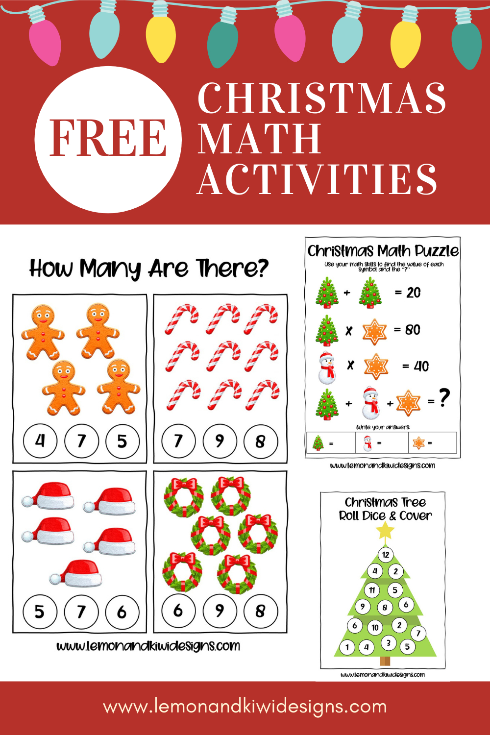 Free Christmas Math Printable Activity Book - Lemon And Kiwi Designs for Christmas Math Worksheets Free Printable