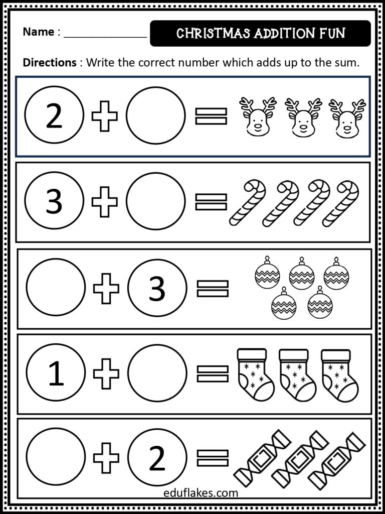 Free Christmas Math Worksheets For Kindergarten - Eduflakes pertaining to Christmas Math Kindergarten Worksheets