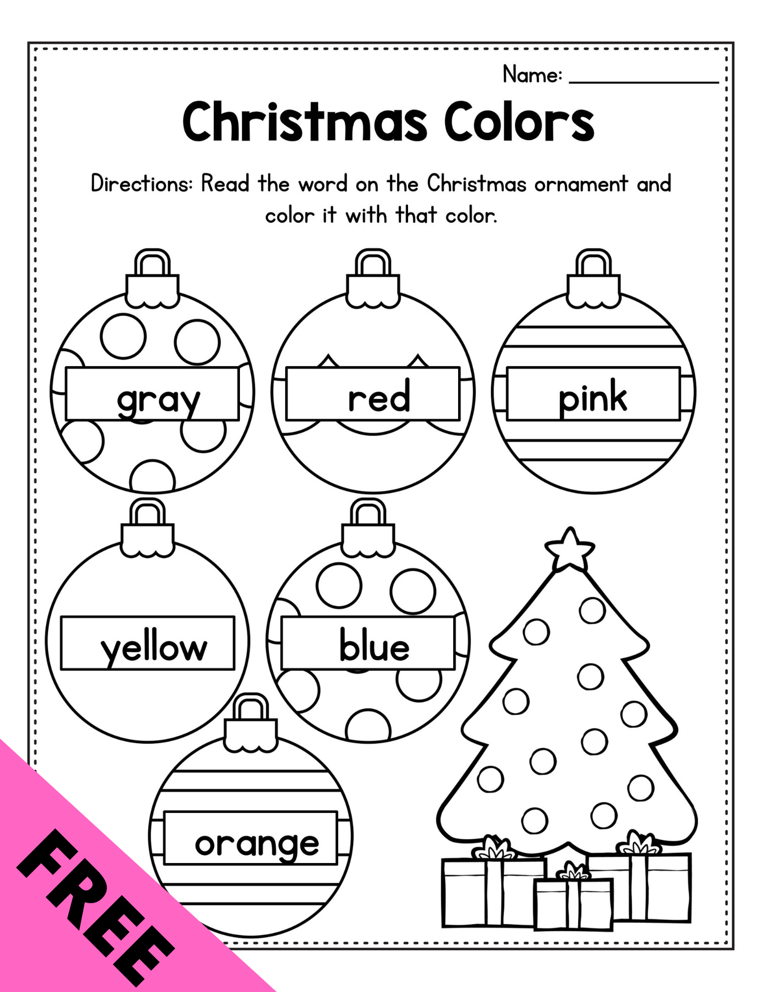 Free Preschool Activities Printable Free Preschool Colors Printables for Christmas Worksheets For Pre-K