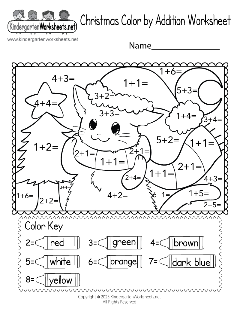 Free Printable Christmas Coloraddition Worksheet with regard to Christmas Math Coloring Worksheets