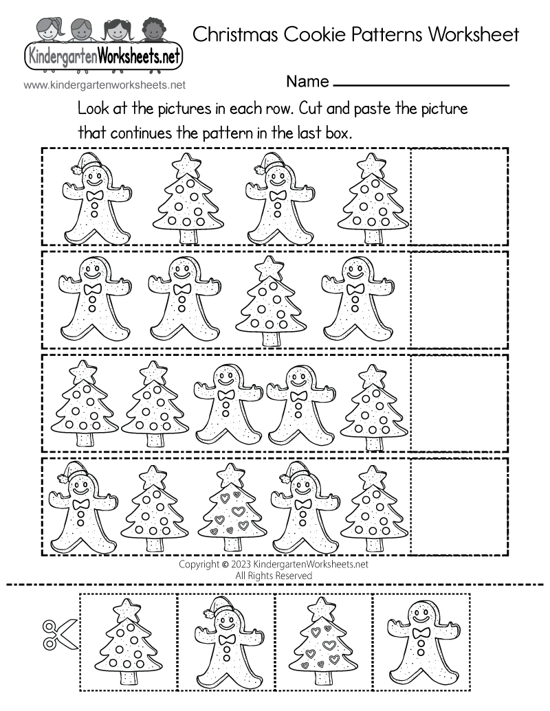 Free Printable Christmas Cookie Patterns Worksheet with regard to Christmas Pattern Worksheets