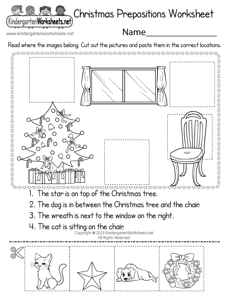 Free Printable Christmas Prepositions Worksheet throughout Christmas Grammar Worksheets