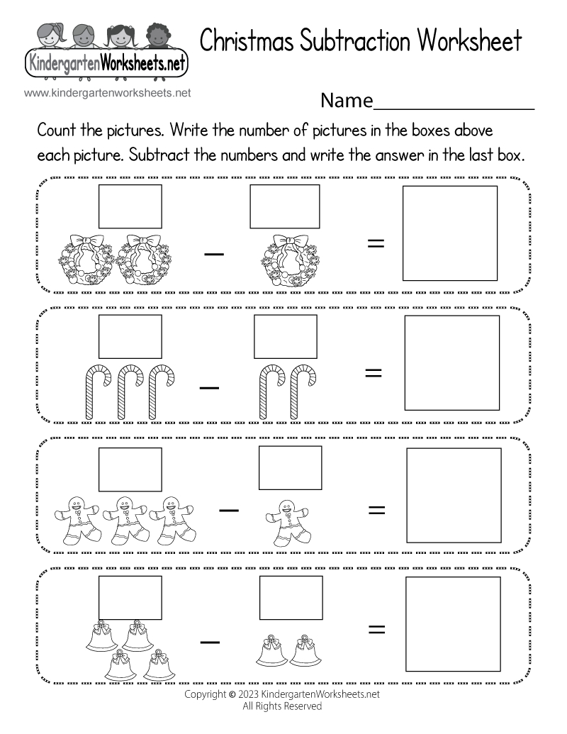 Free Printable Christmas Subtraction Worksheet pertaining to Christmas Subtraction Worksheets