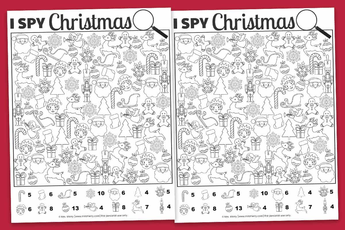 Free Printable I Spy Christmas Activity | Mrs. Merry inside Christmas Activity Worksheets Printable Free