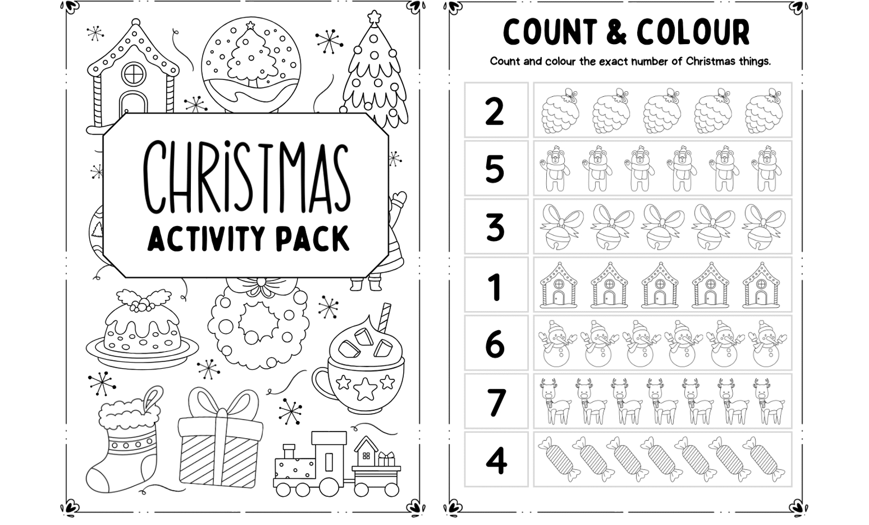 Kids&amp;#039; Christmas Activities: Free Printable Activity Booklet for Christmas Worksheets Printables Free