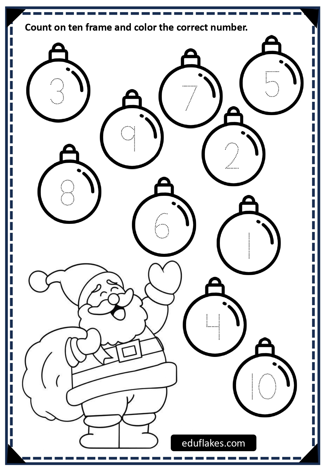 Kindergarten Christmas Free Worksheet Count And Trace Printable with Christmas Worksheets For Kindergarten