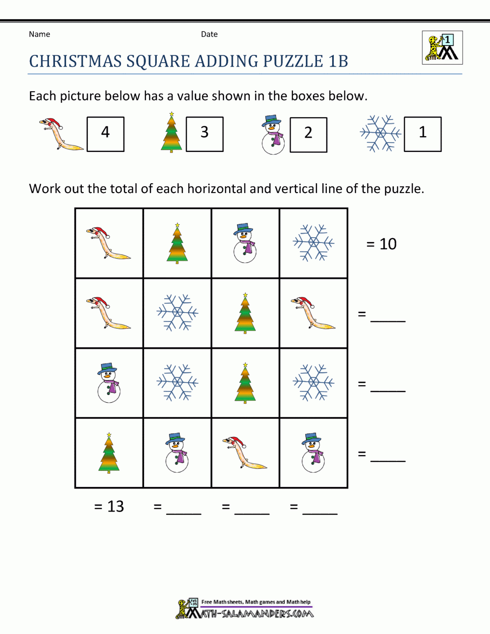 Math Christmas Worksheets First Grade for Christmas Worksheets For 1st Graders