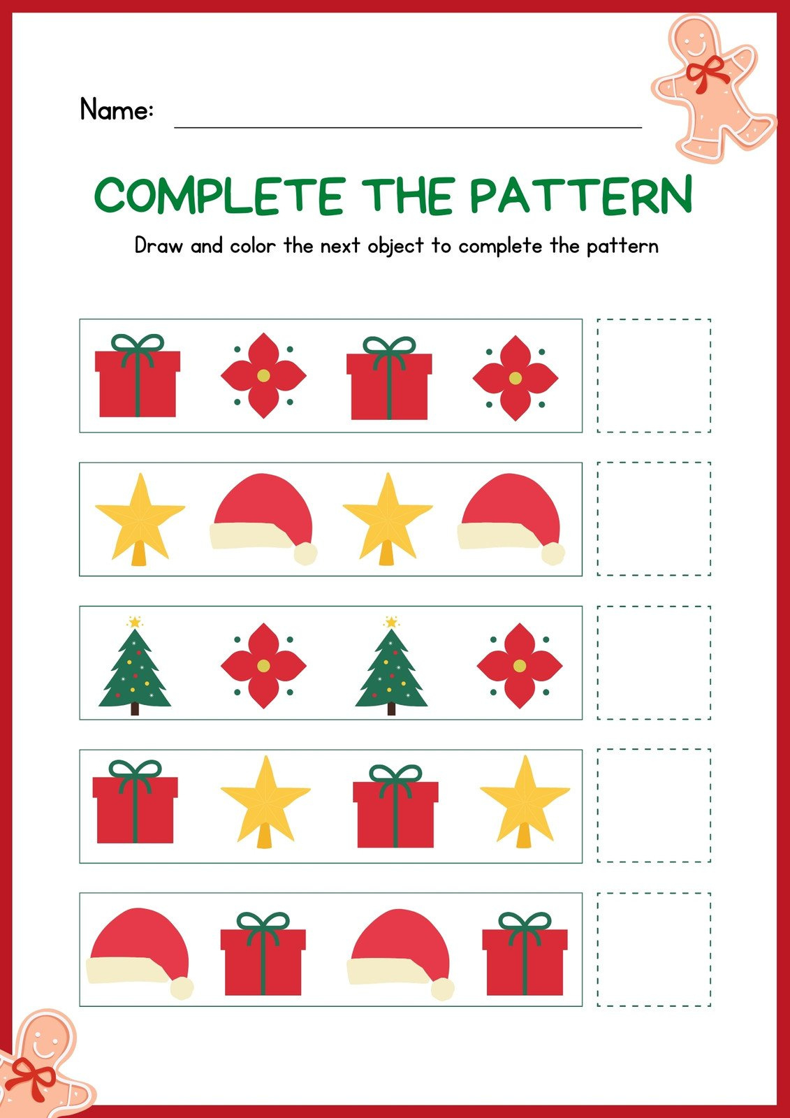 Page 4 - Free, Editable Christmas Worksheet Templates | Canva pertaining to Christmas Pattern Worksheets