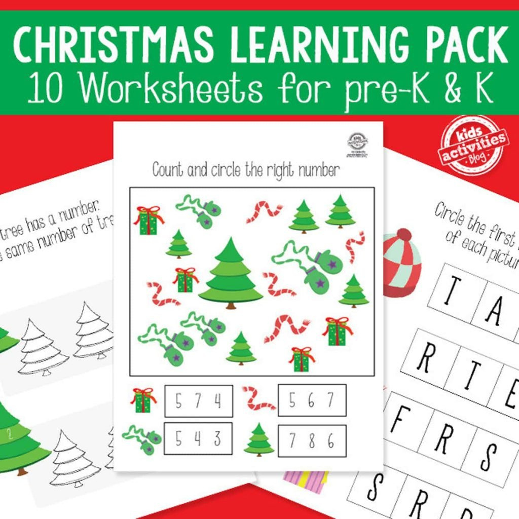 Printable Christmas Activities Pack For Preschool &amp;amp; Kindergarten with regard to Christmas Worksheets For Prek