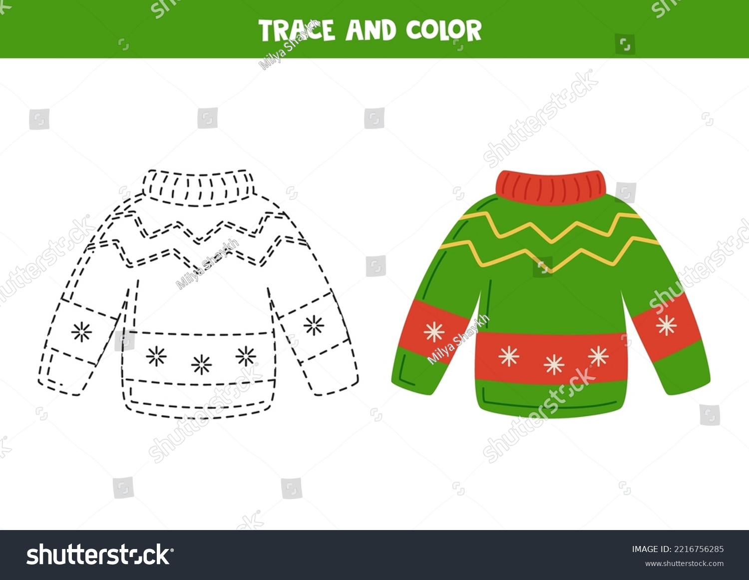 Trace Und Farbe Cartoon Weihnachten Hässlichen: Stock-Vektorgrafik with regard to Ugly Christmas Sweater Worksheet