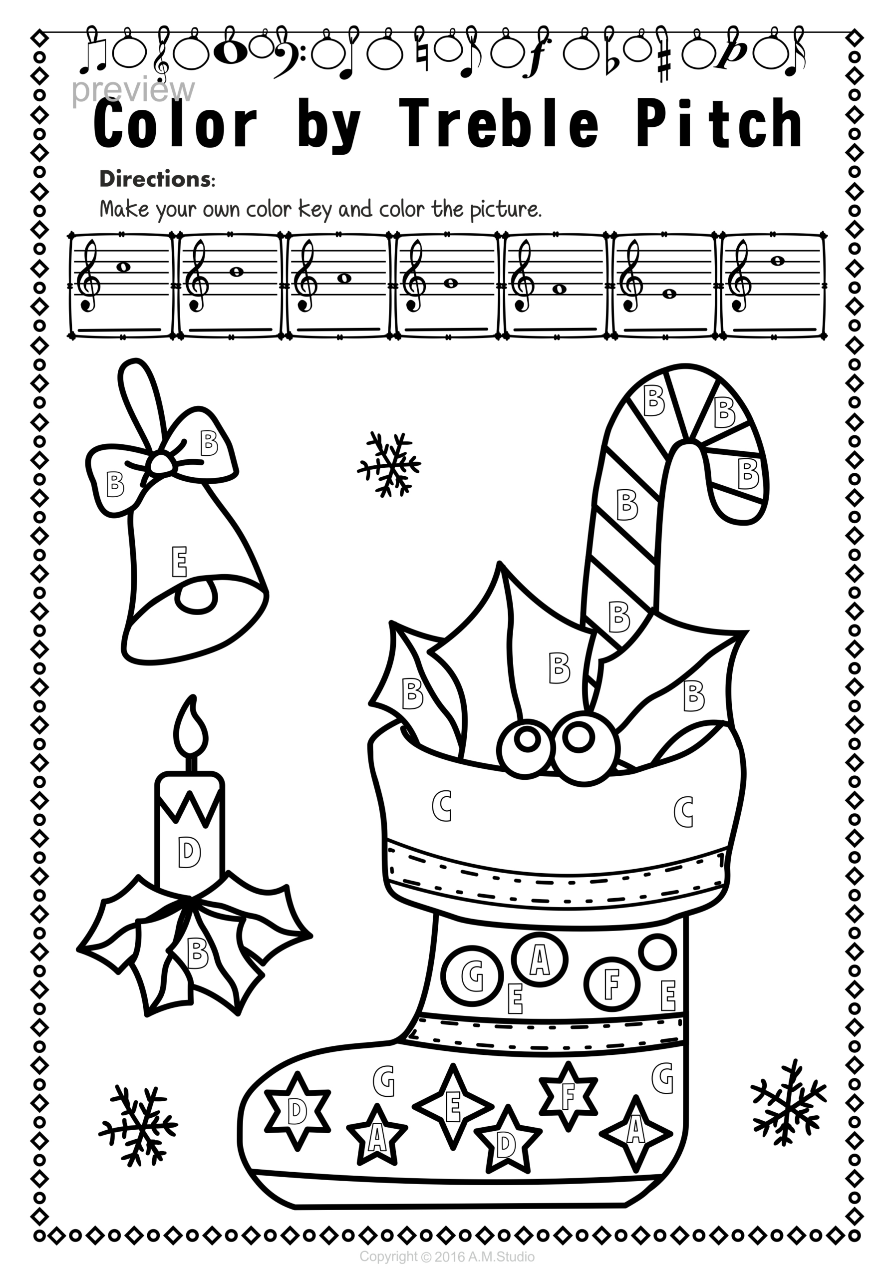 Treble Clef Note Name Worksheets For Christmas - Christmas Music within Christmas Music Worksheets