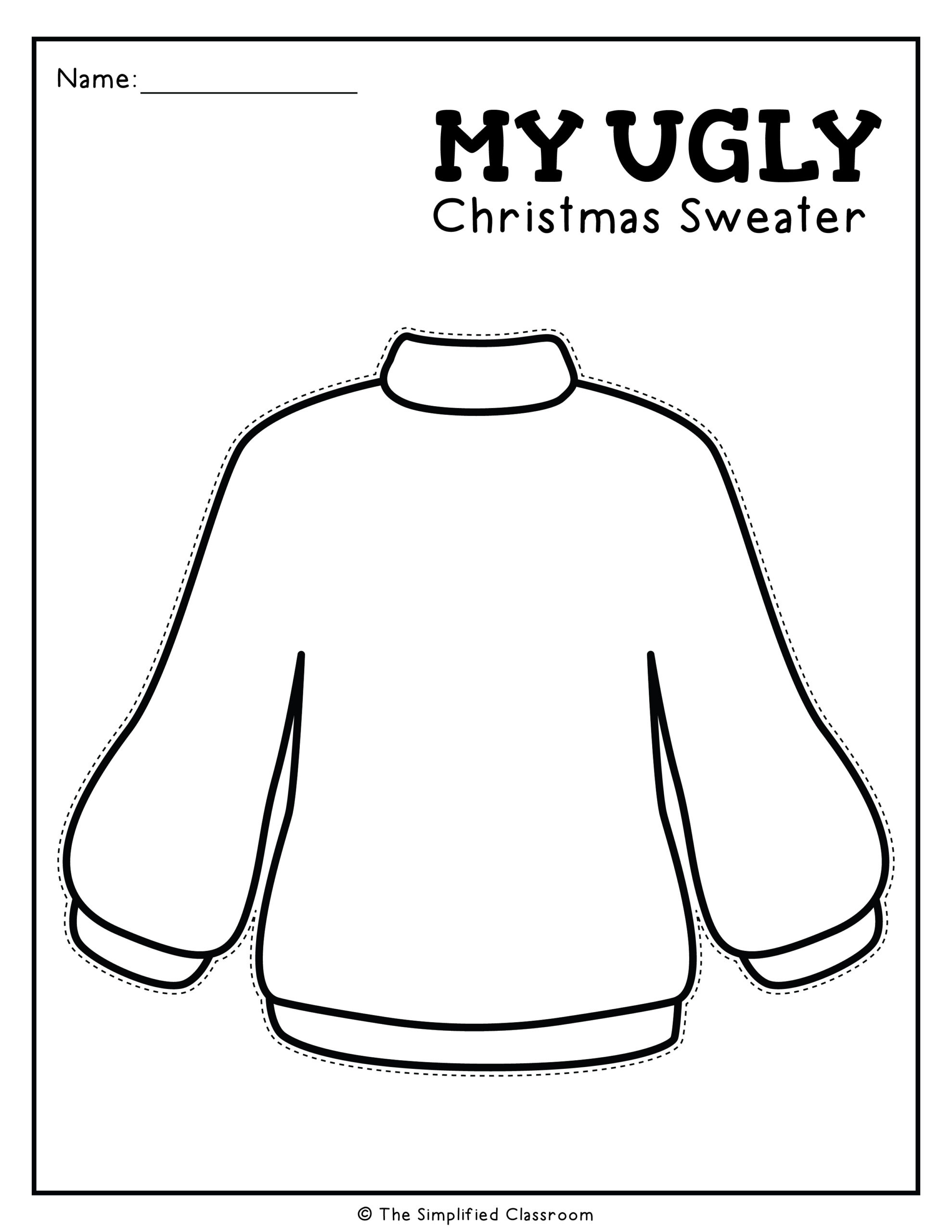 Ugly Christmas Sweaters Cut And Paste Craft Activity with Design An Ugly Christmas Sweater Worksheet