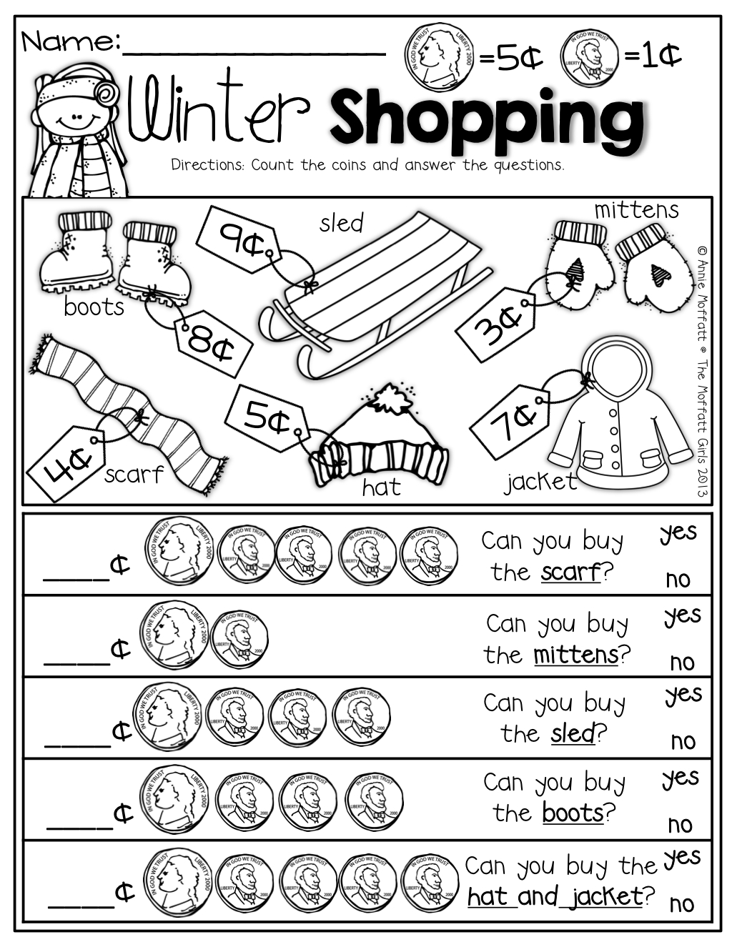 Winter Math And Literacy Packet (Kindergarten)! intended for Christmas Money Worksheets