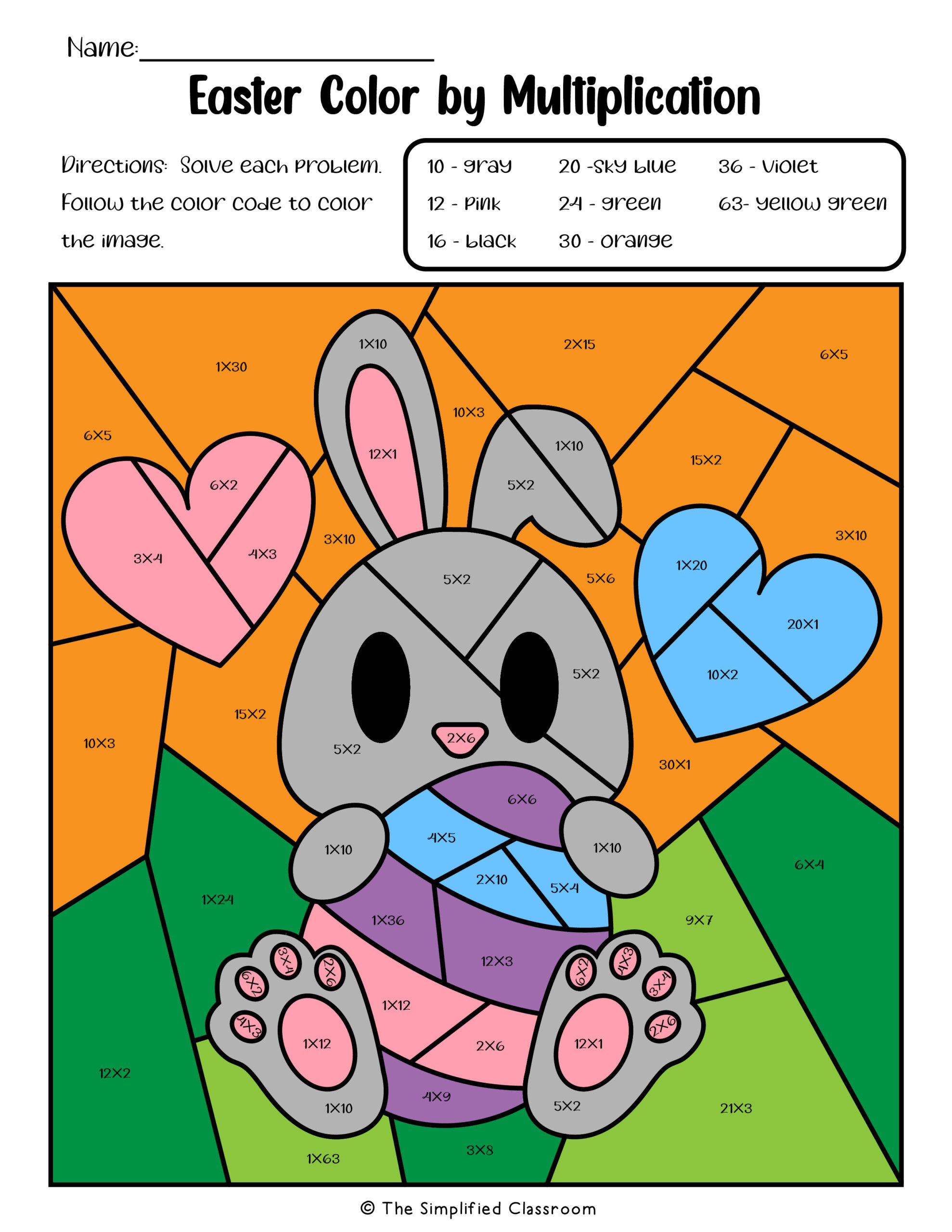Easter Colorcode Multiplication Worksheets For 2Nd 3Rd for Easter Multiplication Color Worksheets