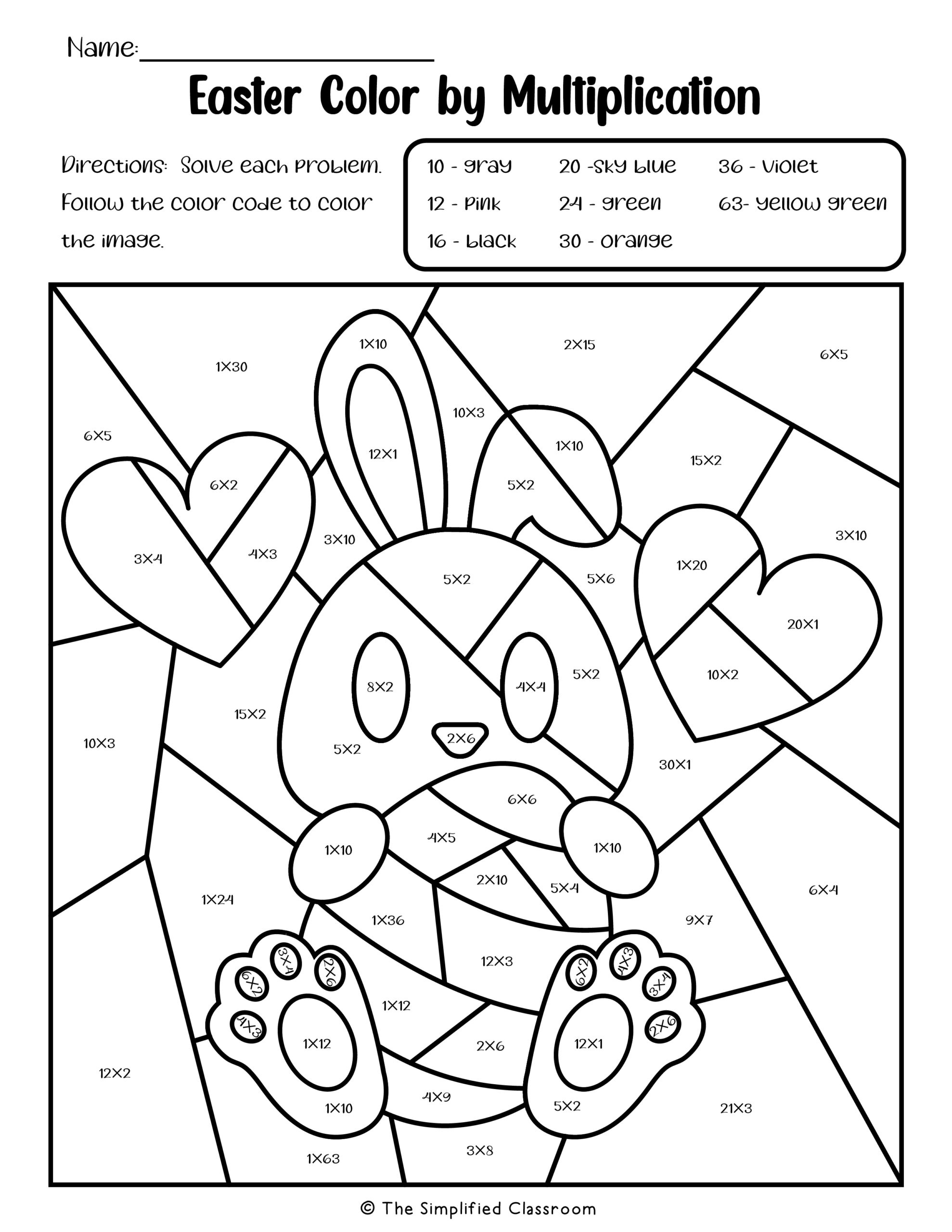 Easter Colorcode Multiplication Worksheets For 2Nd 3Rd inside Easter Worksheets For 3Rd Grade