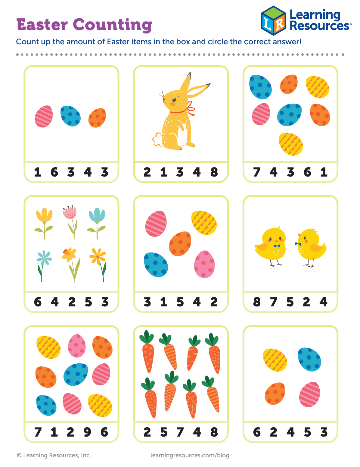 Easter Counting Printable | Learning Resources within Easter Egg Counting Worksheets