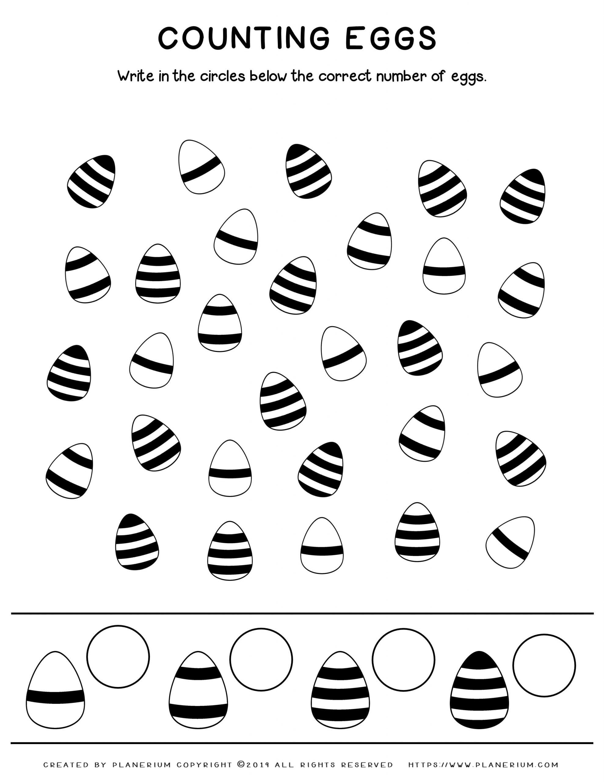 Easter Eggs Worksheet - Counting And Sorting - Free | Planerium within Counting Easter Eggs Worksheets
