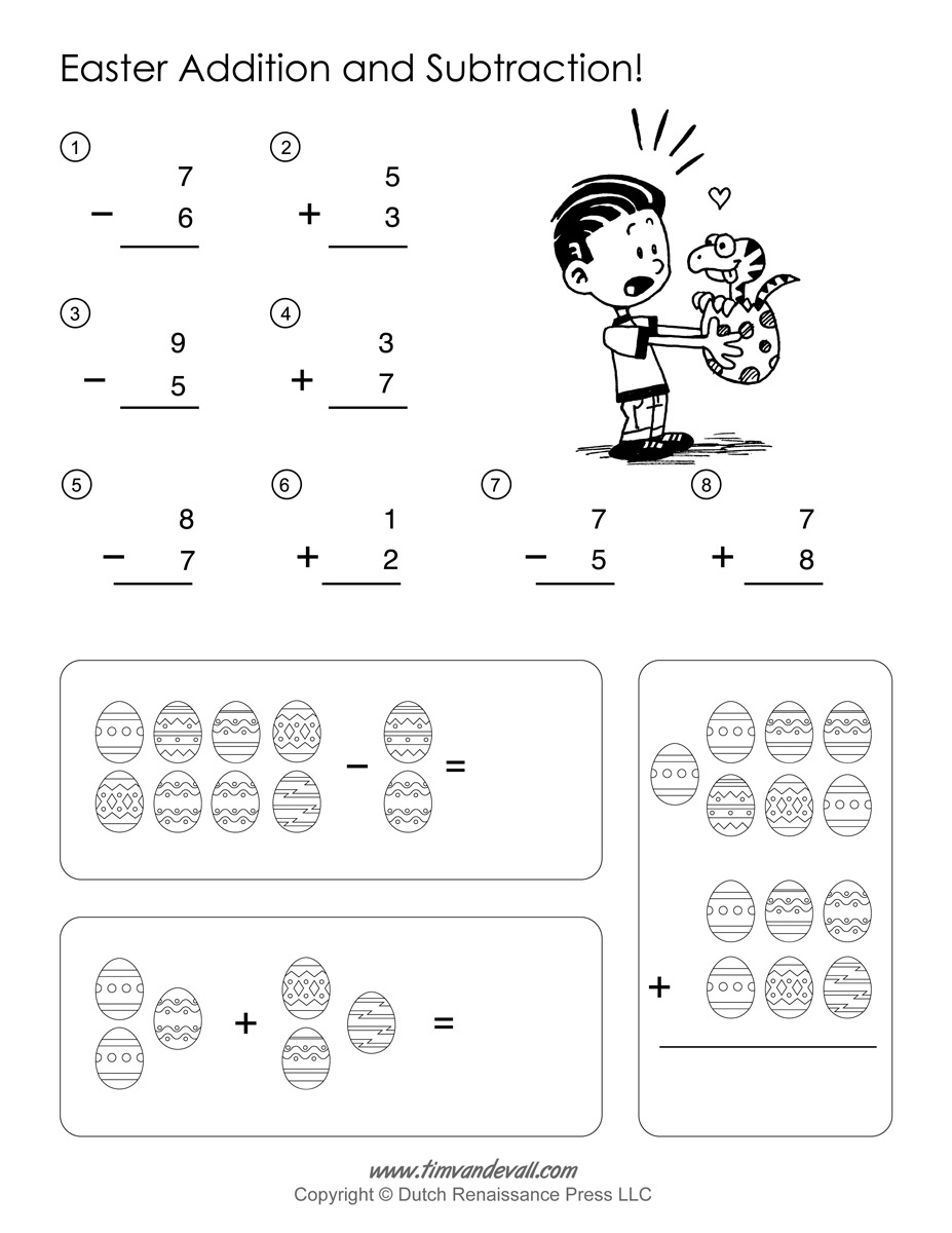 Easter Math Worksheets - Addition And Subtraction - Tim&amp;#039;S Printables intended for Easter Adding Worksheets