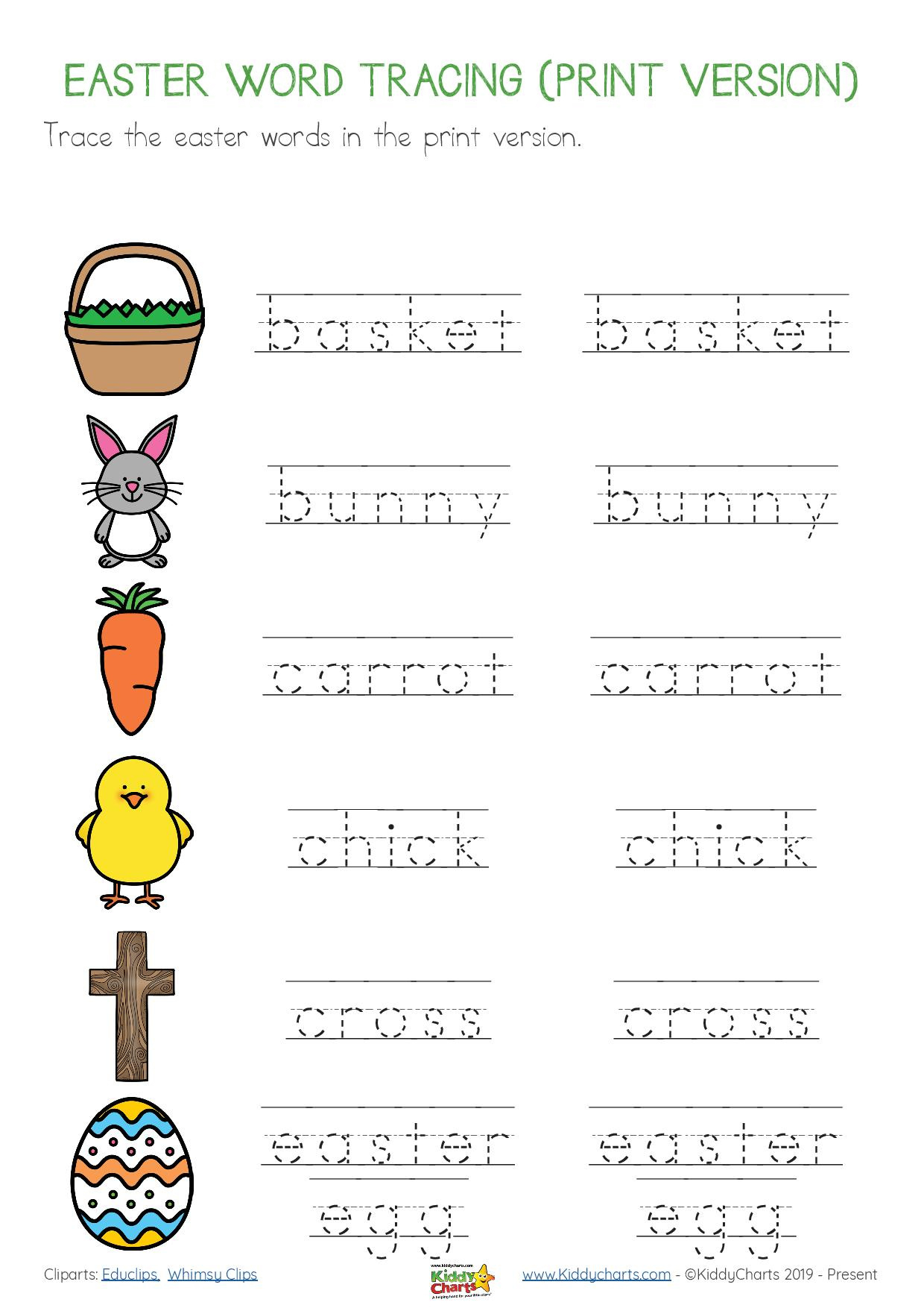 Easter Worksheets - Kiddycharts Shop for Easter Words Worksheets