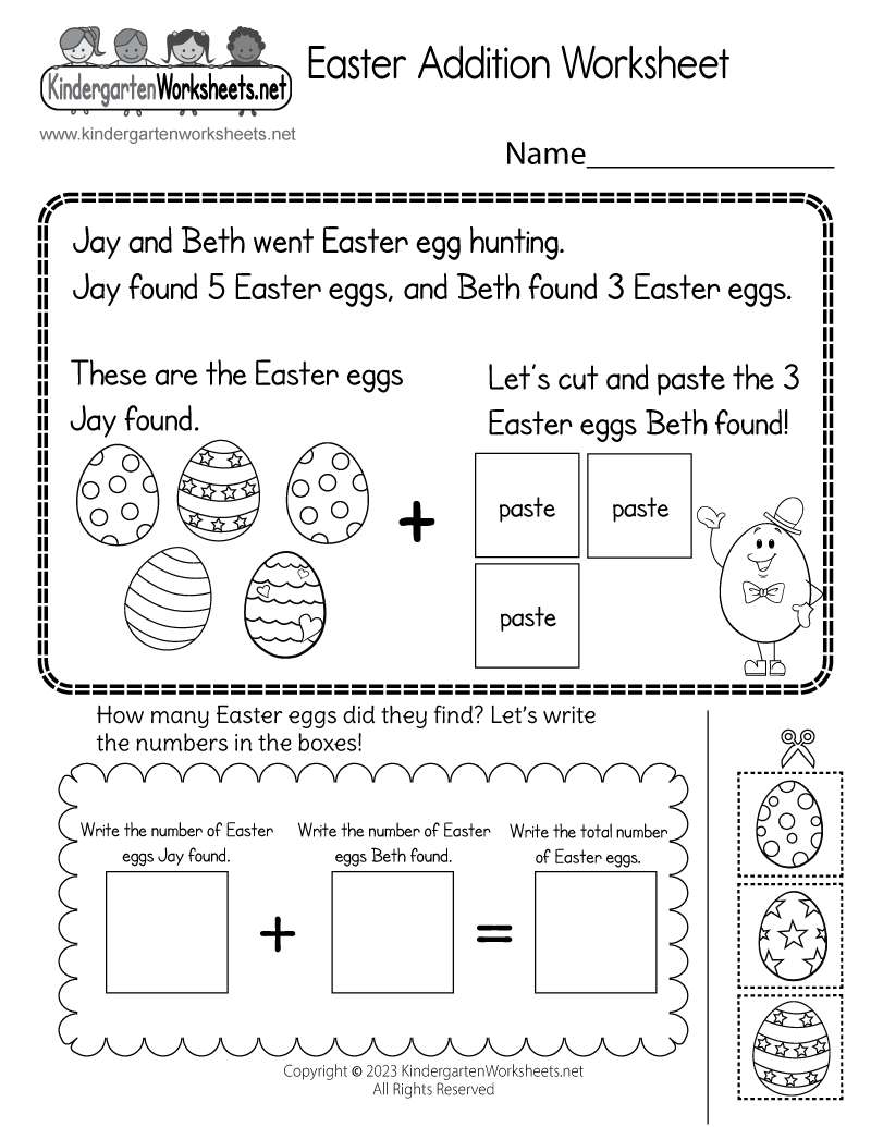 Free Printable Easter Addition Worksheet pertaining to Easter Adding Worksheets
