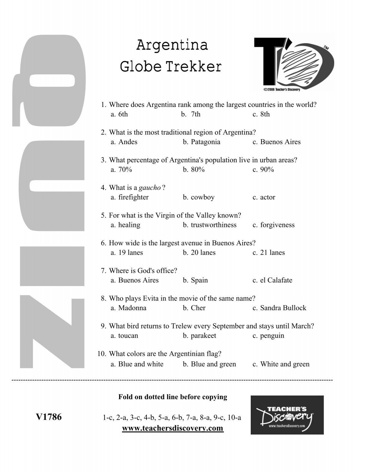 Free Quiz intended for Globe Trekker Chile And Easter Island Worksheets Answers