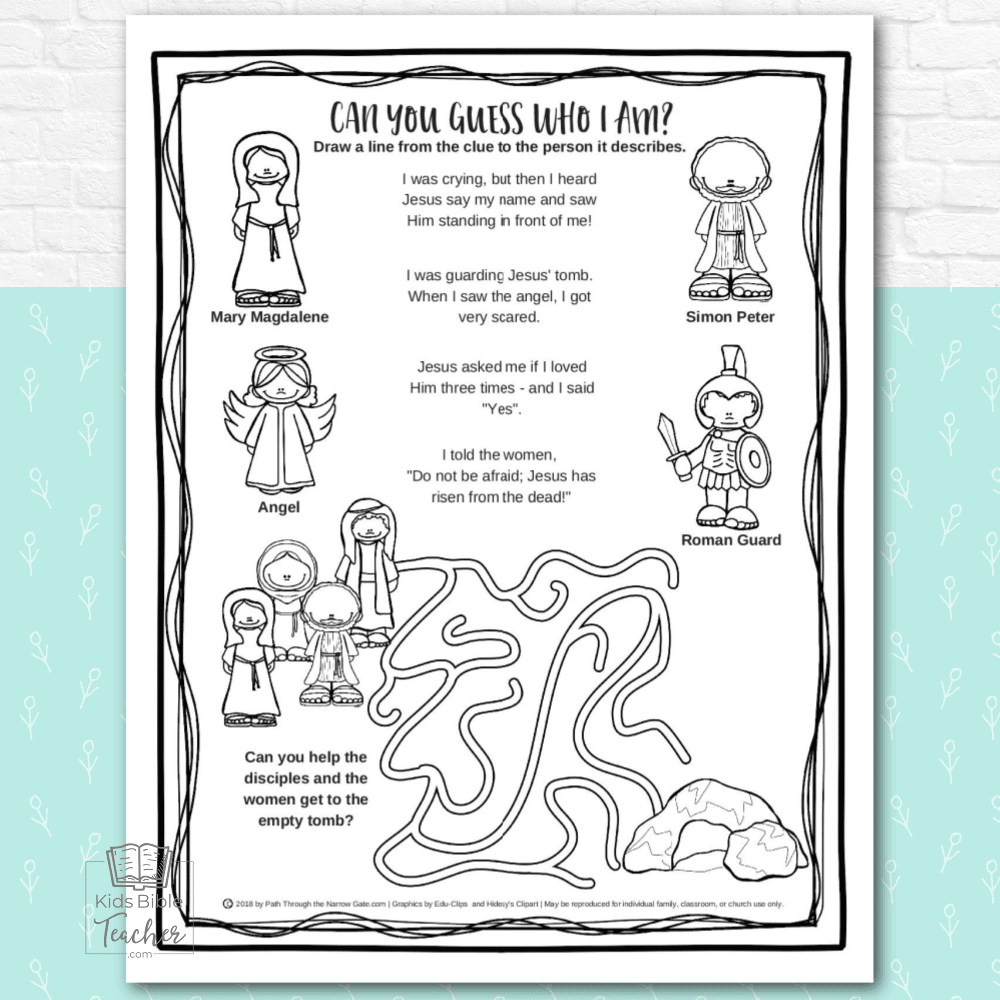 Jesus' Resurrection Easter Activity Pages - Kids Bible Teacher inside Jesus Easter Worksheets
