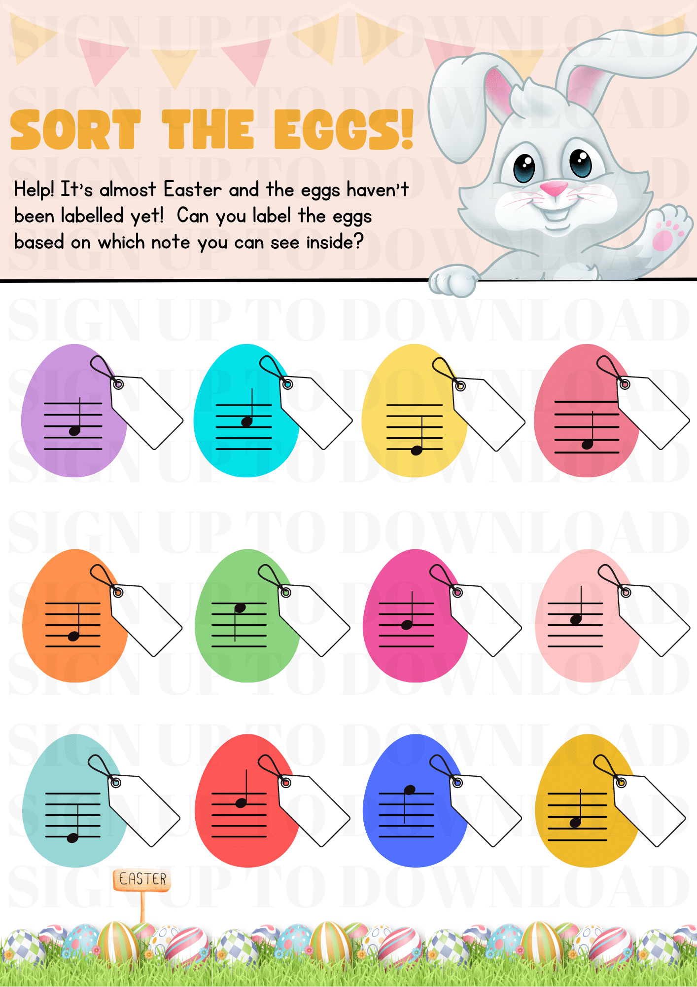 Sort The Eggs - Easter Music Worksheet - Schools Music Market within Easter Music Worksheets