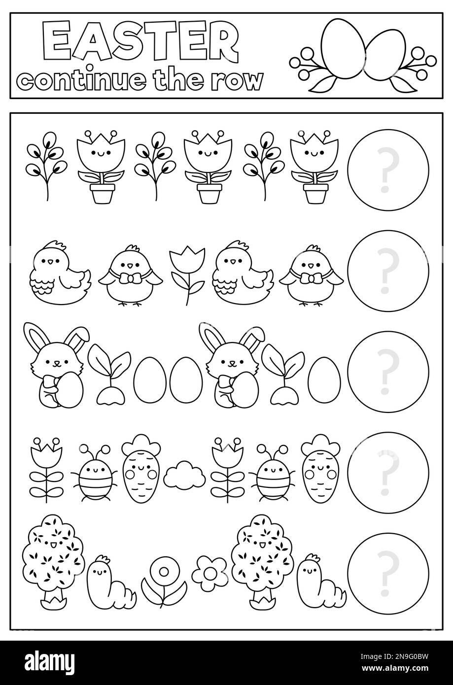 What Comes Next. Easter Black And White Matching Activity For for Easter Symbols Worksheets
