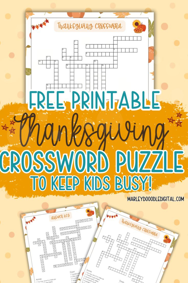 Free Printable Thanksgiving Crossword Puzzle With Answer Key throughout Super Teacher Worksheets Thanksgiving Crossword