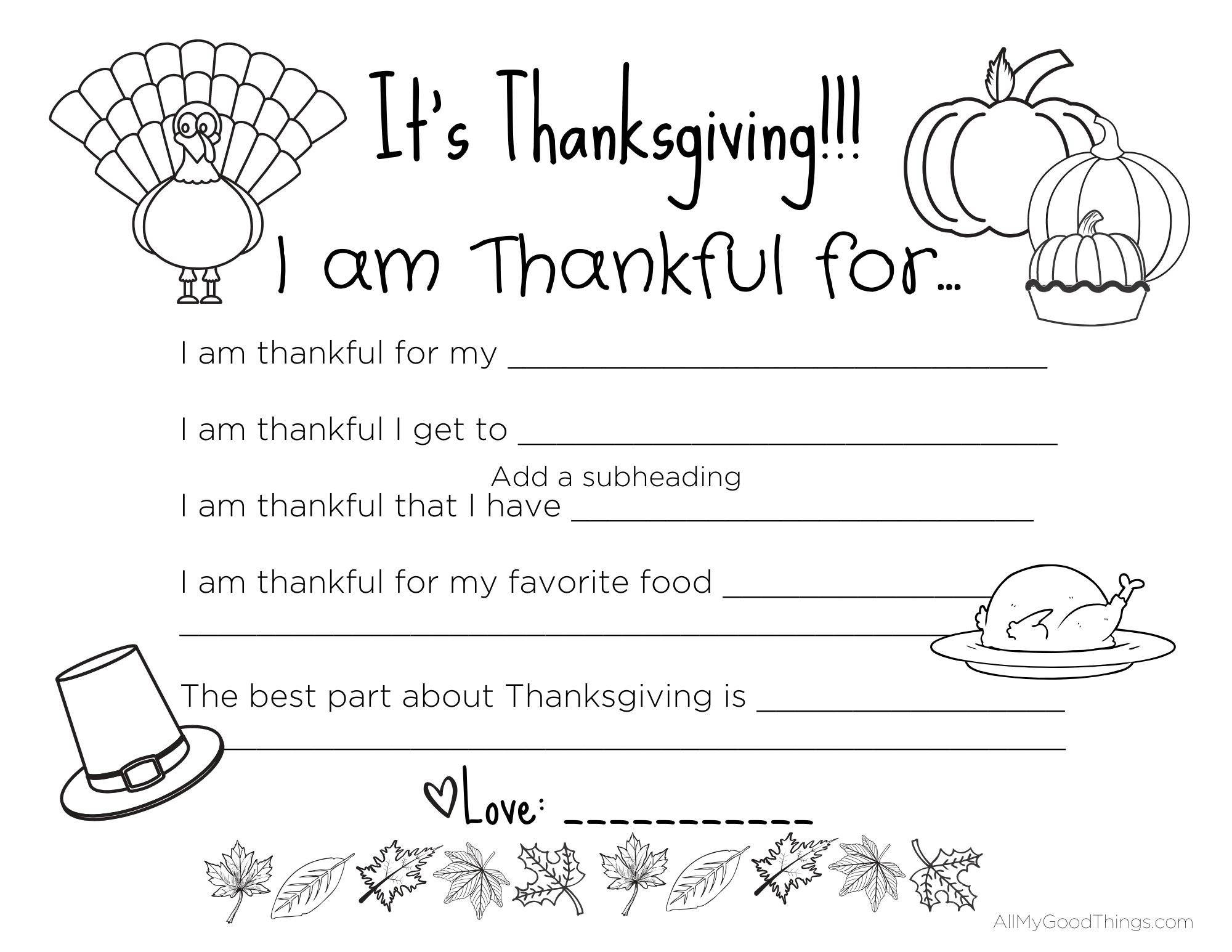 Free Printable Thanksgiving Placemats For The Kids - All My Good with Kids Thanksgiving Worksheet