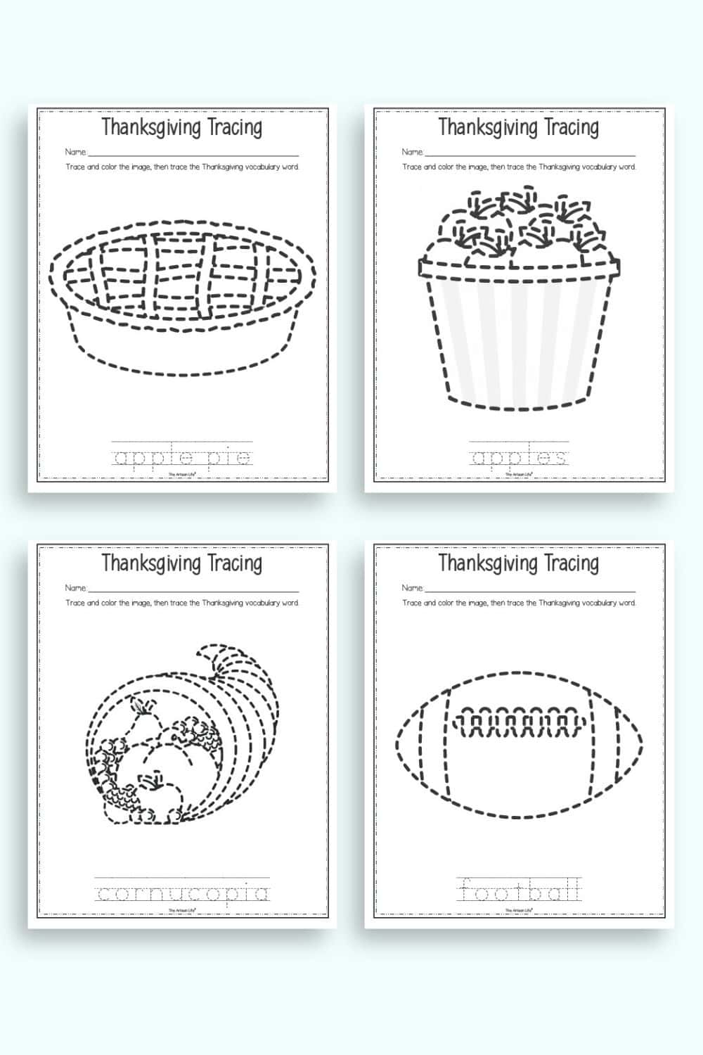 Free Printable Thanksgiving Tracing Worksheets - The Artisan Life in Thanksgiving 2024 Worksheets