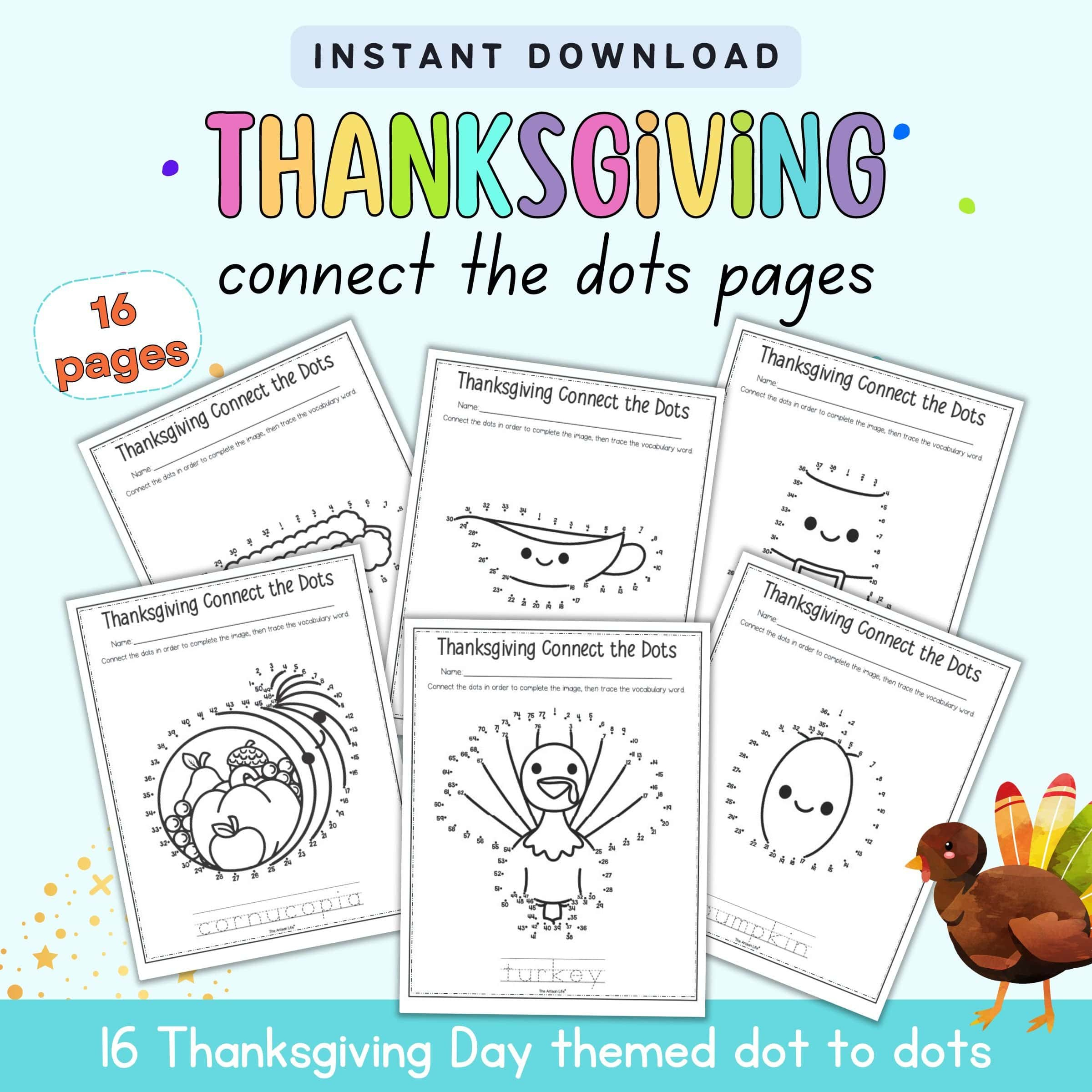 Free Thanksgiving Connect The Dots Printables - The Artisan Life throughout Thanksgiving Connect The Dots Worksheets