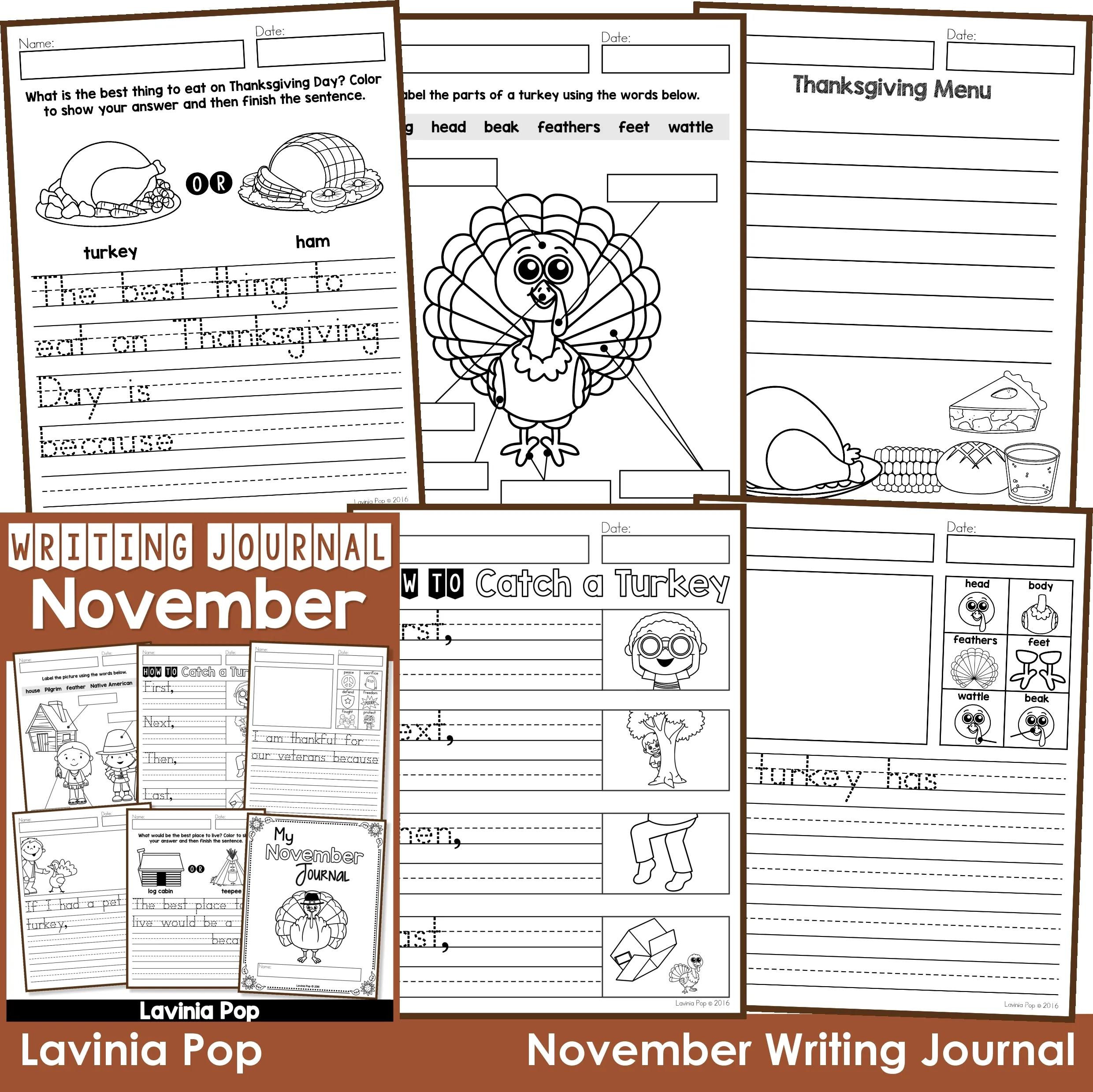 November Writing Journal - In My World throughout Thanksgiving Creative Writing Worksheets