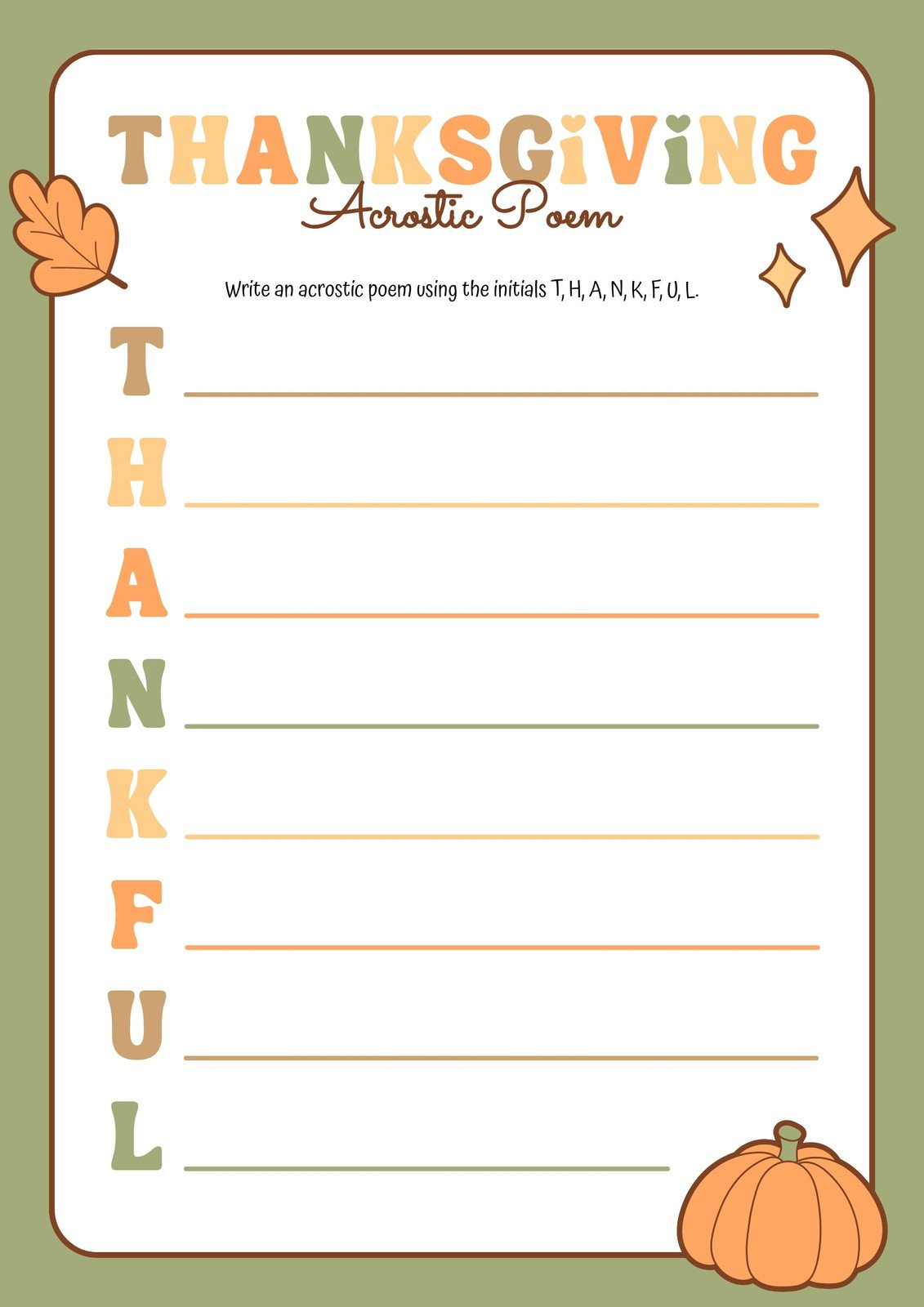 Page 4 - Free Printable Thanksgiving Worksheet Templates | Canva in Thanksgiving Poem Worksheet