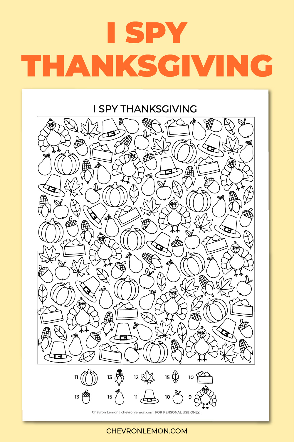 Printable I Spy Thanksgiving Game - Chevron Lemon inside I Spy Thanksgiving Worksheet