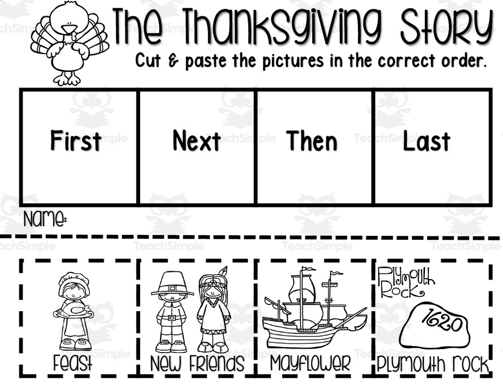 Sequence The Thanksgiving Story Activity intended for Thanksgiving Sequencing Worksheets