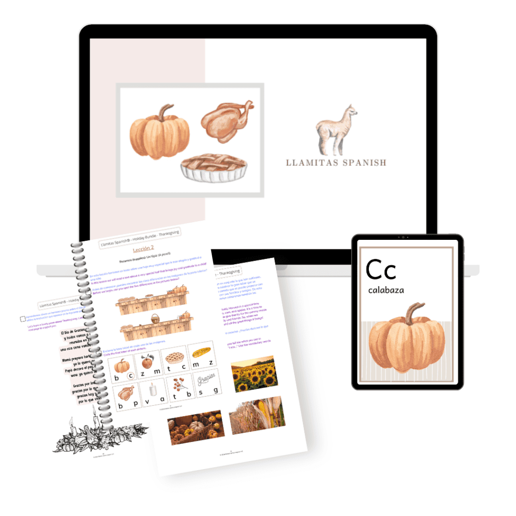 Spanish Thanksgiving Worksheets - Llamitas Spanish within Free Spanish Thanksgiving Worksheets