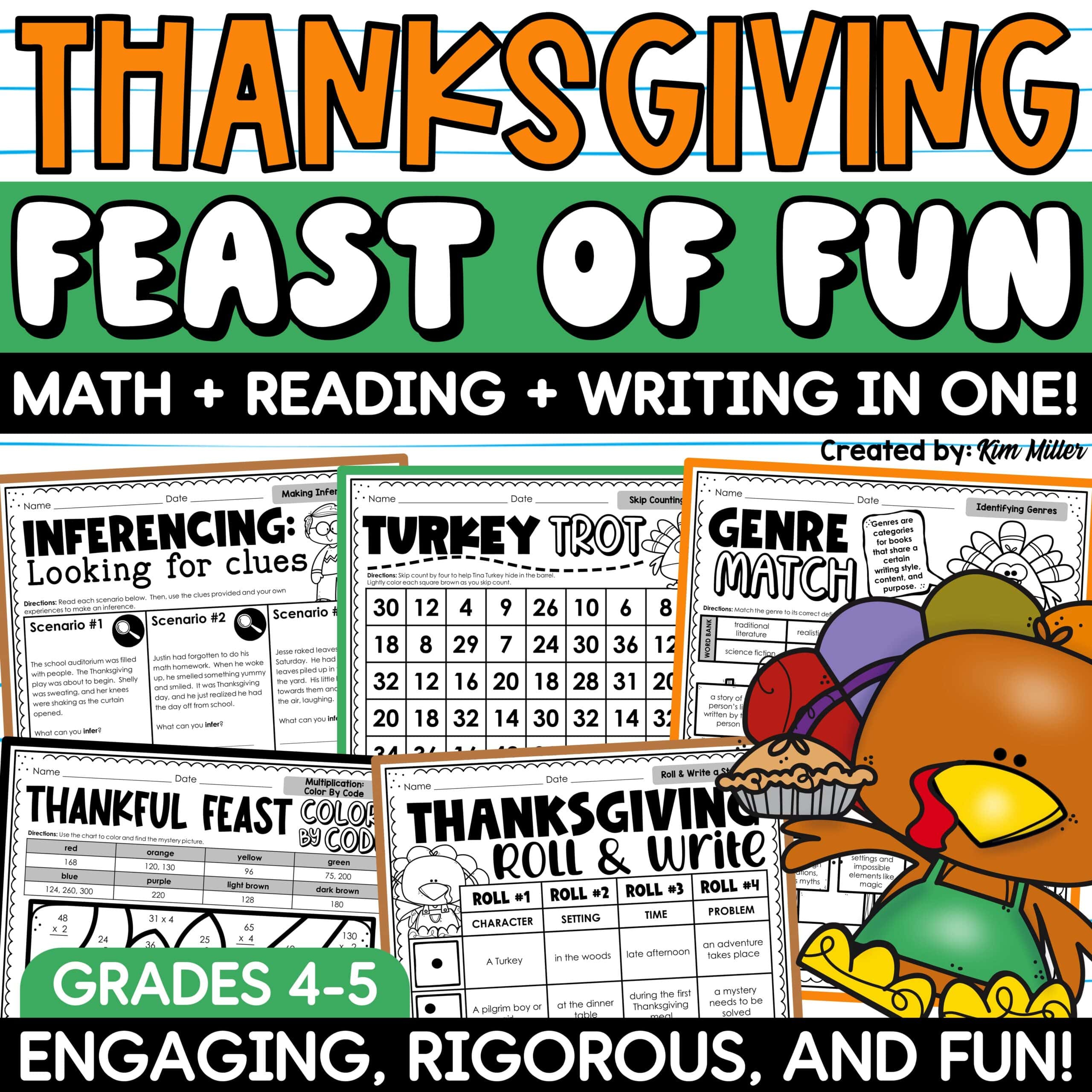 Thanksgiving Activities Math Reading Comprehension Writing No Prep in Pre-Algebra Thanksgiving Worksheets