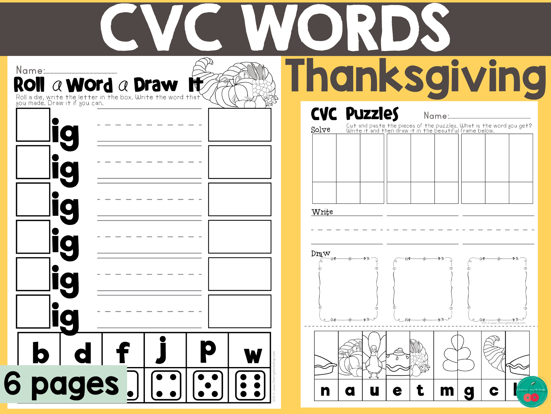 Thanksgiving Cvc Word Activity Pages in Thanksgiving Cvc Worksheets Free
