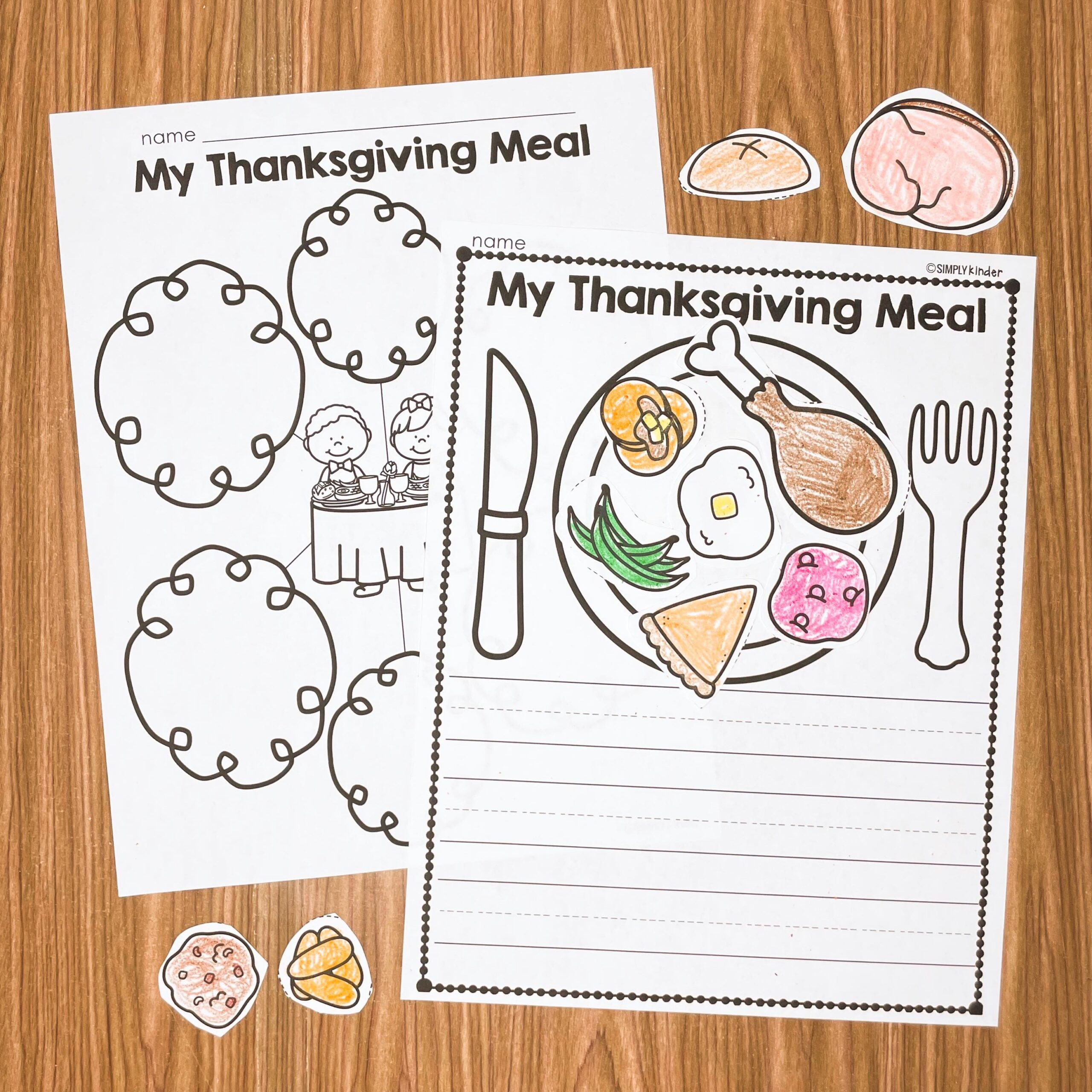 Thanksgiving Dinner Writing Craft - Simply Kinder + Printable within My Thanksgiving Plate Worksheet