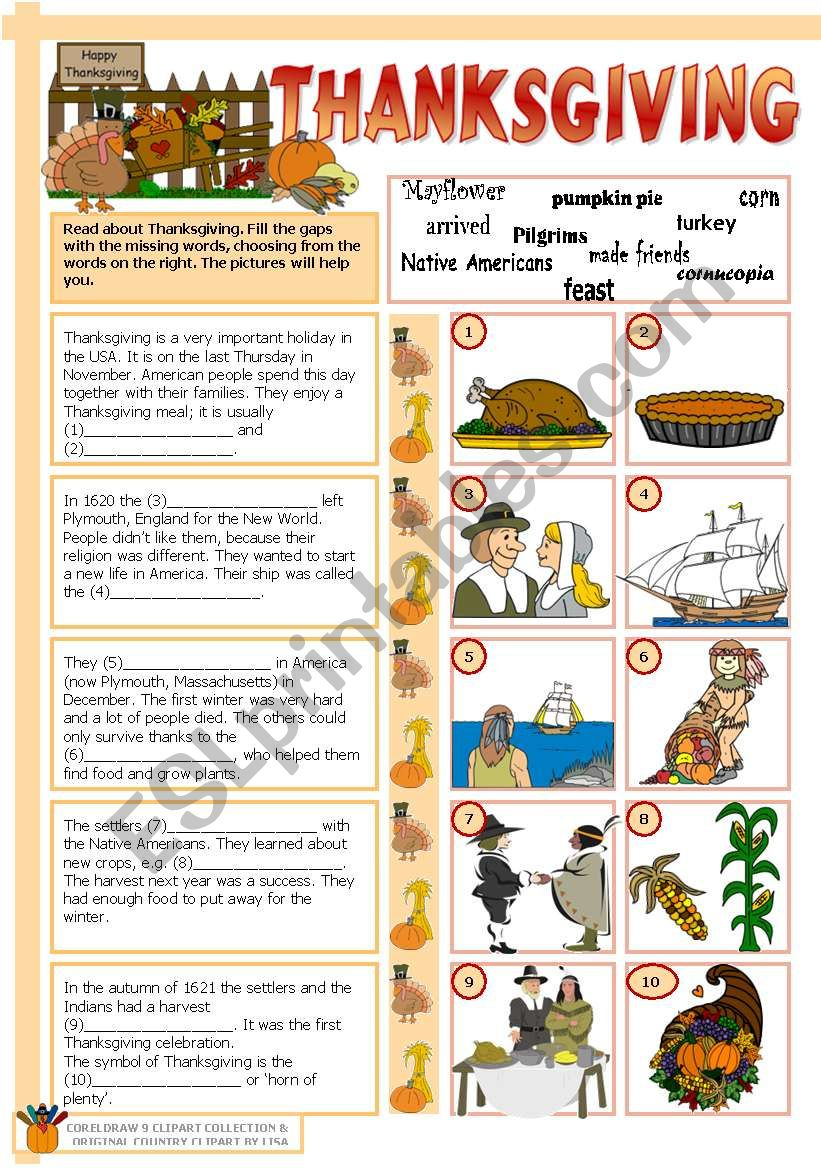 Thanksgiving - Esl Worksheettecus with regard to Thanksgiving Worksheets For ESL Students
