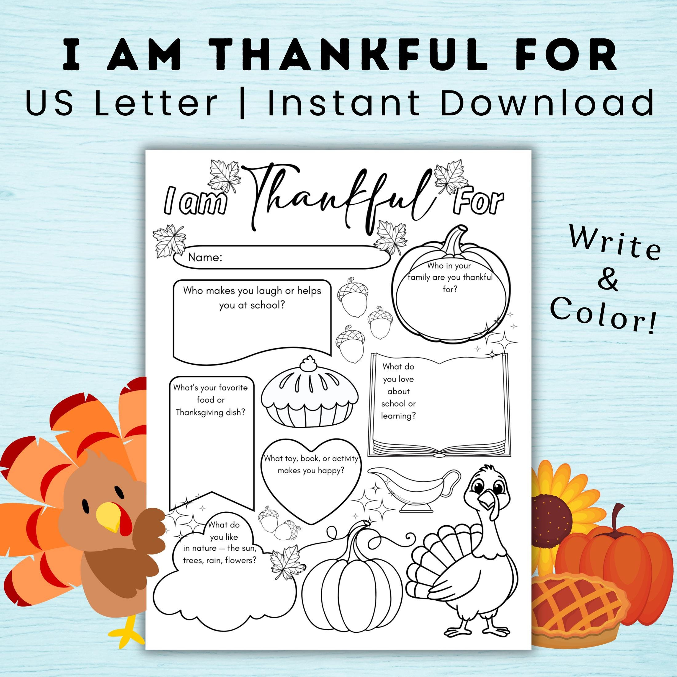 Thanksgiving I Am Thankful For Worksheet Printable For Kids throughout Thanksgiving Thankful Worksheet