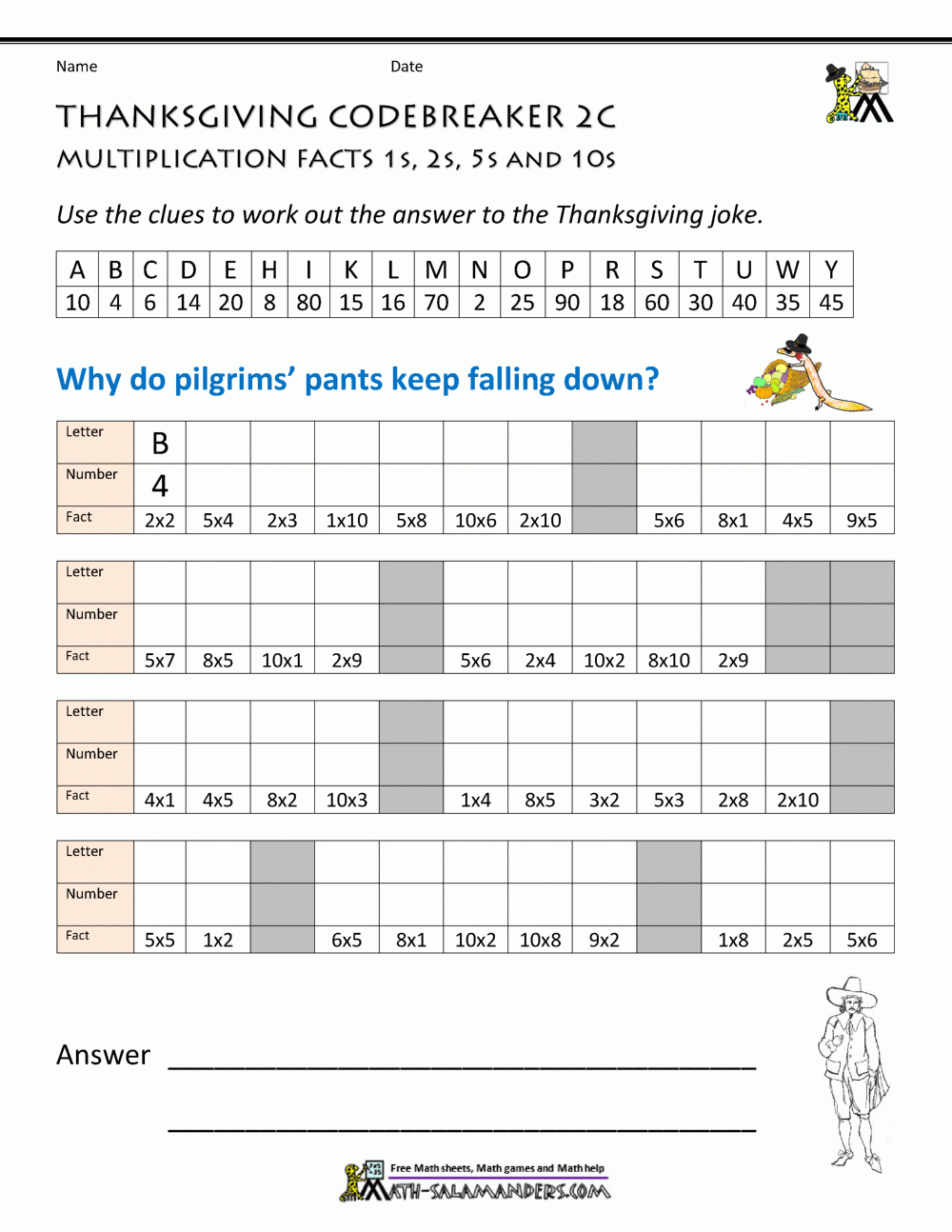 Thanksgiving Math Worksheets 2Nd Grade pertaining to Free Thanksgiving Algebra Worksheets